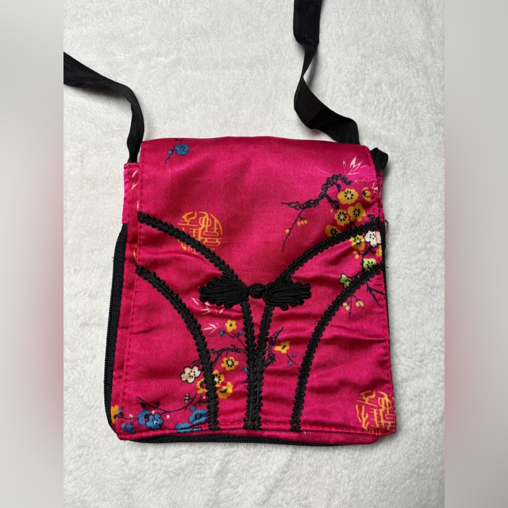 Floral Pink Satin Women's Bag